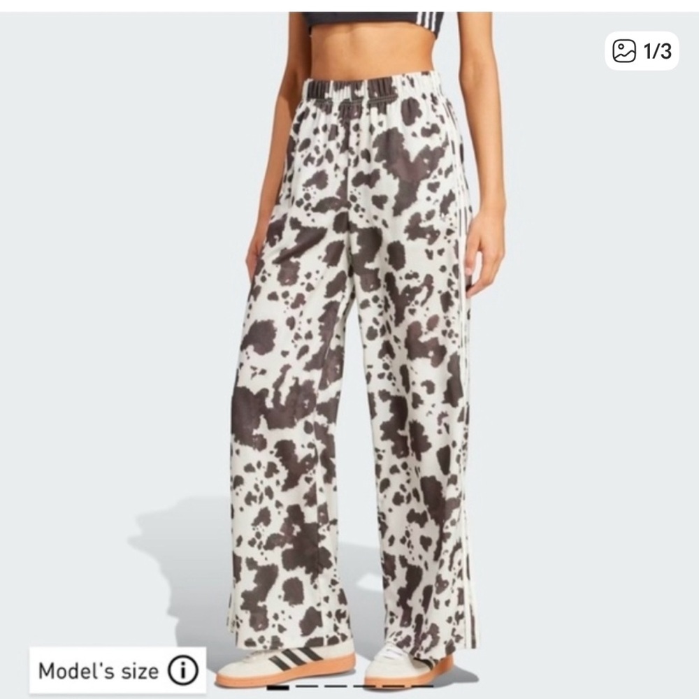 Adidas satin cow print pants